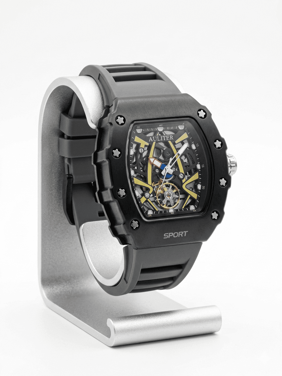 Men's Grey Skeleton Sport Watch | RM Inspired Design | Durable Silicone Strap